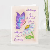 Carte Conception Anniversaire d'Avril Fleur et Papillon (Devant)