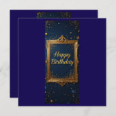 Carte Conception avec cadre doré sur une couleur bleu ma (Devant / Derrière)