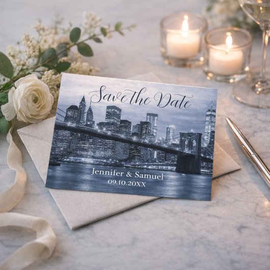 Carte Conception Bleue Minimaliste NYC