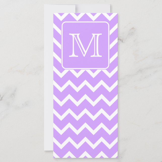 Carte Conception Chevron violet et blanc. Monogramme per (Devant)
