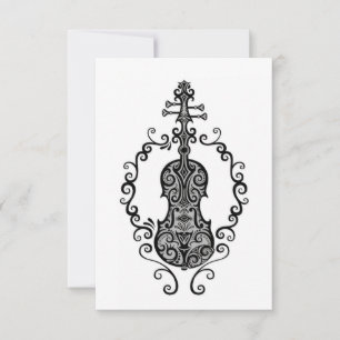 Carte Conception complexe du violon noir sur blanc