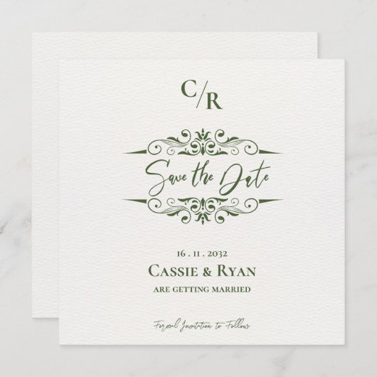 Carte Conception complexe Monogramme Mariage Enregistrer (Devant / Derrière)