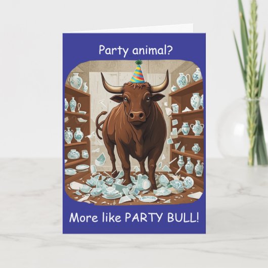 Carte Conception d'animal de fête d'anniversaire de taur (Devant)