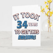Carte Conception d'anniversaire de 34 ans (Fleur jaune)