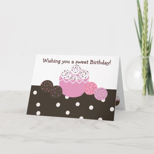 Carte Conception d'anniversaire de boule de gâteau sucré (Devant)