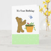 Carte Conception d'anniversaire poursuite d'un papillon (Fleur jaune)