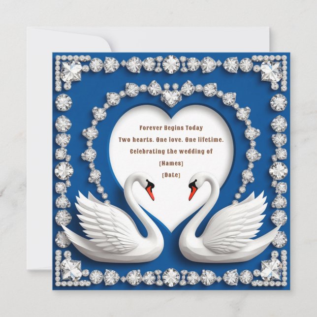 Carte Conception d'arche de mariage amour cygne diamant  (Devant)