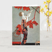 Carte Conception d'Art Déco Madame Rouge (Fleur jaune)