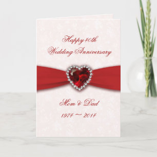 Carte Conception de 40e anniversaire de mariage en damas