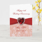 Carte Conception de 40e anniversaire de mariage en Damas (Fleur jaune)