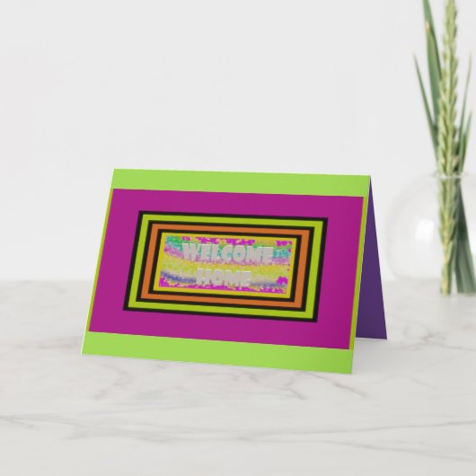 Carte conception de bienvenue à la maison violet vert ro (Devant)
