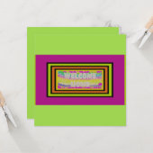 Carte conception de bienvenue à la maison violet vert ro (Devant/Arrière en situation)