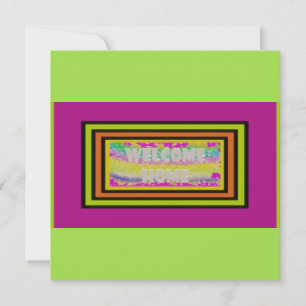 Carte conception de bienvenue à la maison violet vert ro