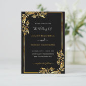 Carte Conception de carton d'invitation de mariage Noir (Debout devant)