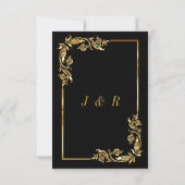 Carte Conception de carton d'invitation de mariage Noir (Dos)