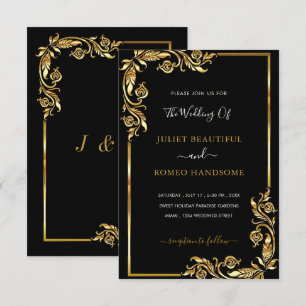 Carte Conception de carton d'invitation de mariage Noir
