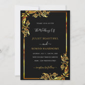 Carte Conception de carton d'invitation de mariage noir (Devant)