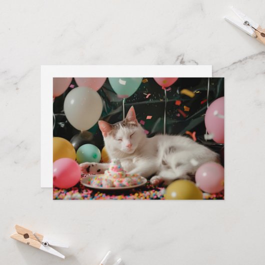 Carte Conception de célébration d'anniversaire de chat a (Devant/Arrière en situation)