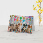 Carte Conception de célébration d'anniversaire de chiots (Fleur jaune)