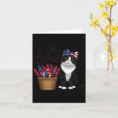 Carte Conception de chat et de feux d'artifice du 4 juil (Fleur jaune)
