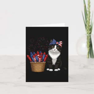 Carte Conception de chat et de feux d'artifice du 4 juil
