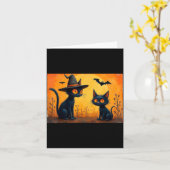 Carte Conception de chat noir Halloween pour amateurs de (Fleur jaune)