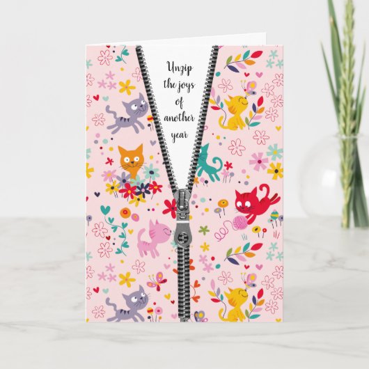 Carte Conception de chats mignonnes avec Zipper pour Ann (Devant)