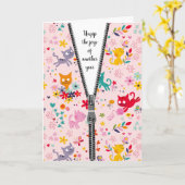 Carte Conception de chats mignonnes avec Zipper pour Ann (Fleur jaune)
