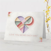 Carte Conception de cœur géométrique avec des blocs de c (Fleur jaune)