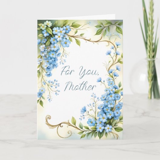 Carte Conception de coin floral bleu (Devant)