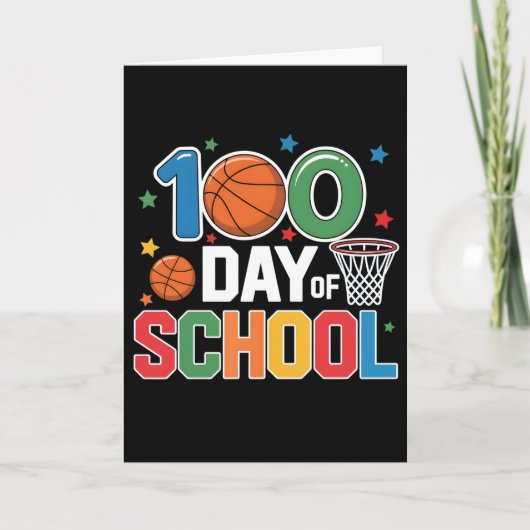Carte Conception de fan de basket-ball rétro 100 jours d (Devant)