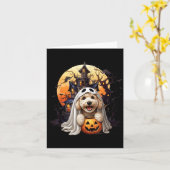 Carte Conception de fantôme de chien de doodle de Hallow (Fleur jaune)