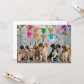 Carte Conception de fête d'anniversaire de chiots mignon (Devant/Arrière en situation)