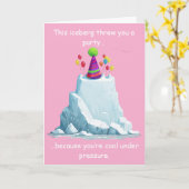 Carte Conception de fête d'anniversaire drôle d'iceberg (Fleur jaune)