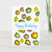 Carte Conception de fruit d'aquarelle pomme funky (Devant)