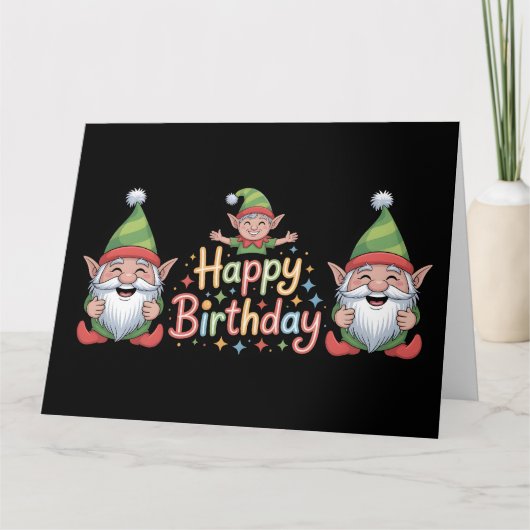 Carte Conception de Gnome et d'Elf pour Joyeux Anniversa (Devant)