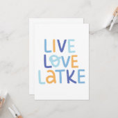 Carte Conception de Hanukkah Live Love Latke (Devant/Arrière en situation)