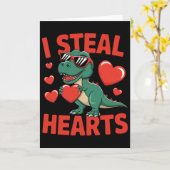 Carte Conception de la Saint-Valentin de dinosaure drôle (Fleur jaune)