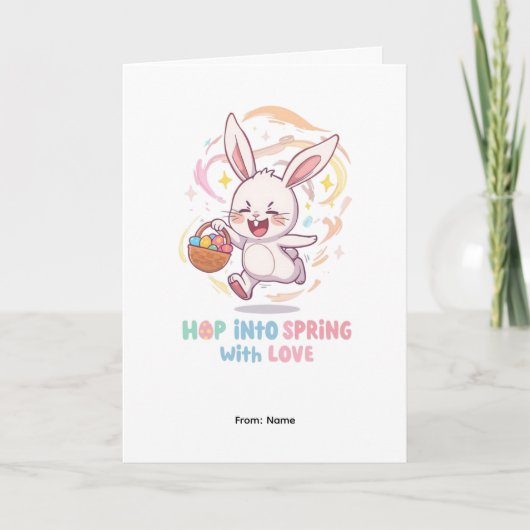 Carte Conception de lapin de Pâques de printemps (Devant)