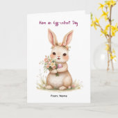 Carte Conception de lapin de Pâques de printemps (Fleur jaune)