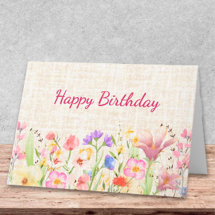 Carte Conception de lin fleuri pastel doux pour annivers