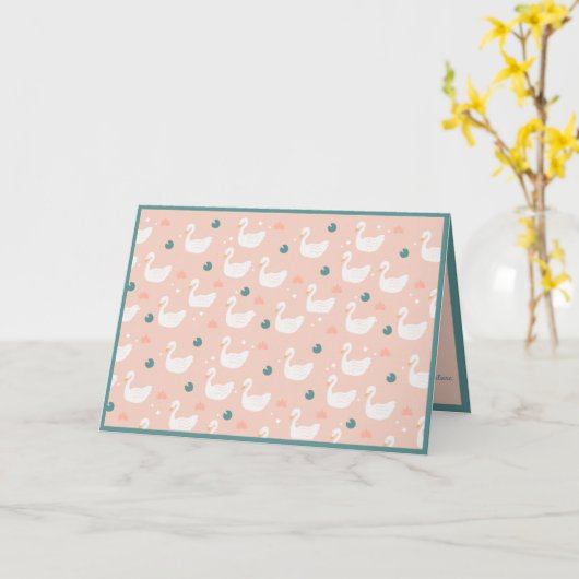 Carte Conception de motif de cygnes blancs jolis (Fleur jaune)