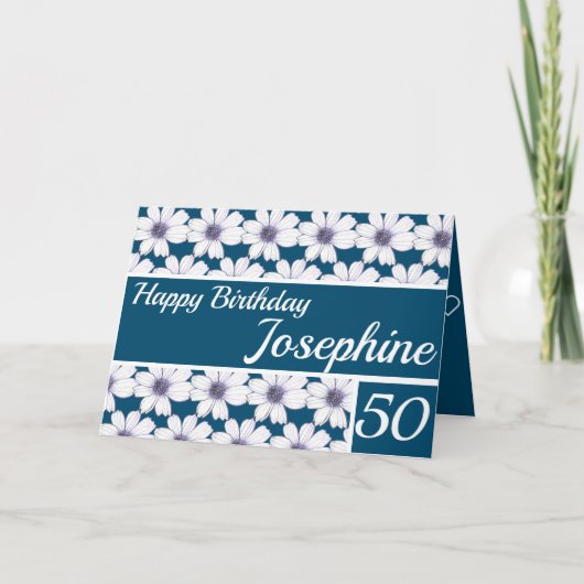 Carte Conception de motifs floraux Anniversaire bleu (Devant)
