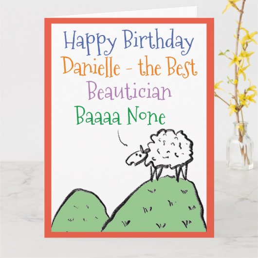 Carte Conception de mouton Joyeux anniversaire à une est (Fleur jaune)