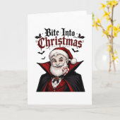 Carte Conception de Noël de Père Noël Vampire Gothique (Fleur jaune)