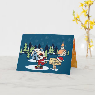 Carte Conception de Noël pour skateboardeur panda