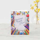 Carte Conception de retour à l'école colorée (Fleur jaune)