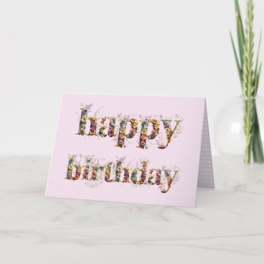 Carte Conception de texte Joyeux Anniversaire avec des f (Devant)
