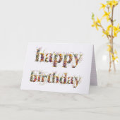 Carte Conception de texte Joyeux Anniversaire de fleurs (Fleur jaune)