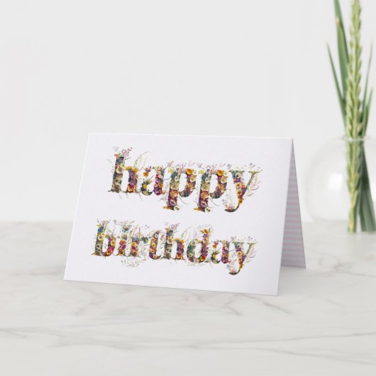 Carte Conception de texte Joyeux Anniversaire de fleurs (Devant)